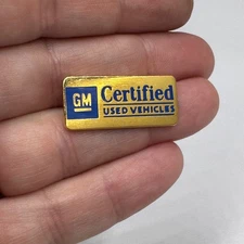 Vintage GM Certified Used Vehicles Gold Blue Logo Enamel Lapel Pin