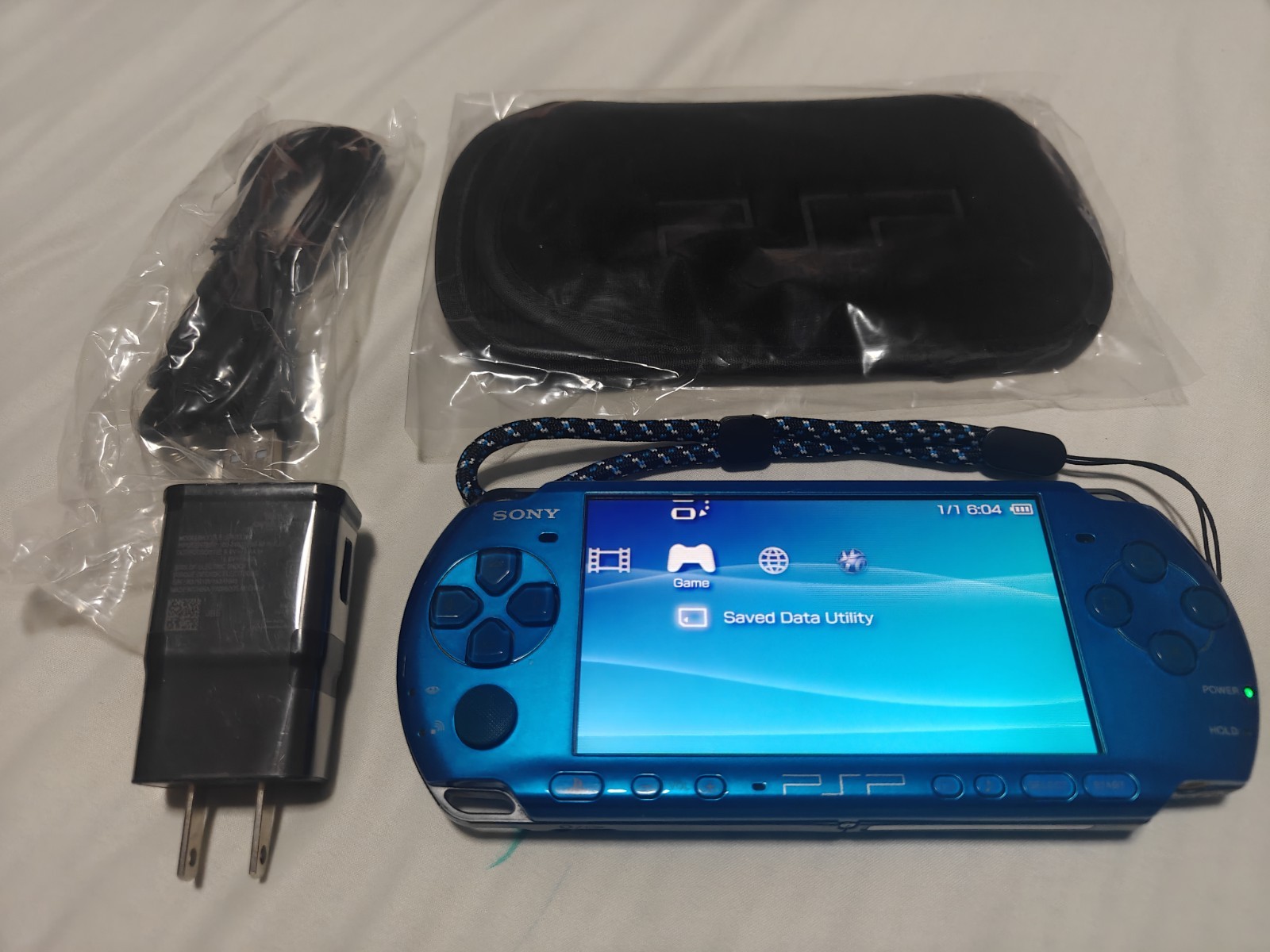 Original Sony PSP 3000 Console Vibrant Blue Bundle In Excellent Condition