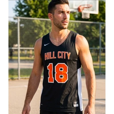 Nike Hill City #18 Reversible Basketball Jersey Mens Medium Black White Orange - Image 1 of 4