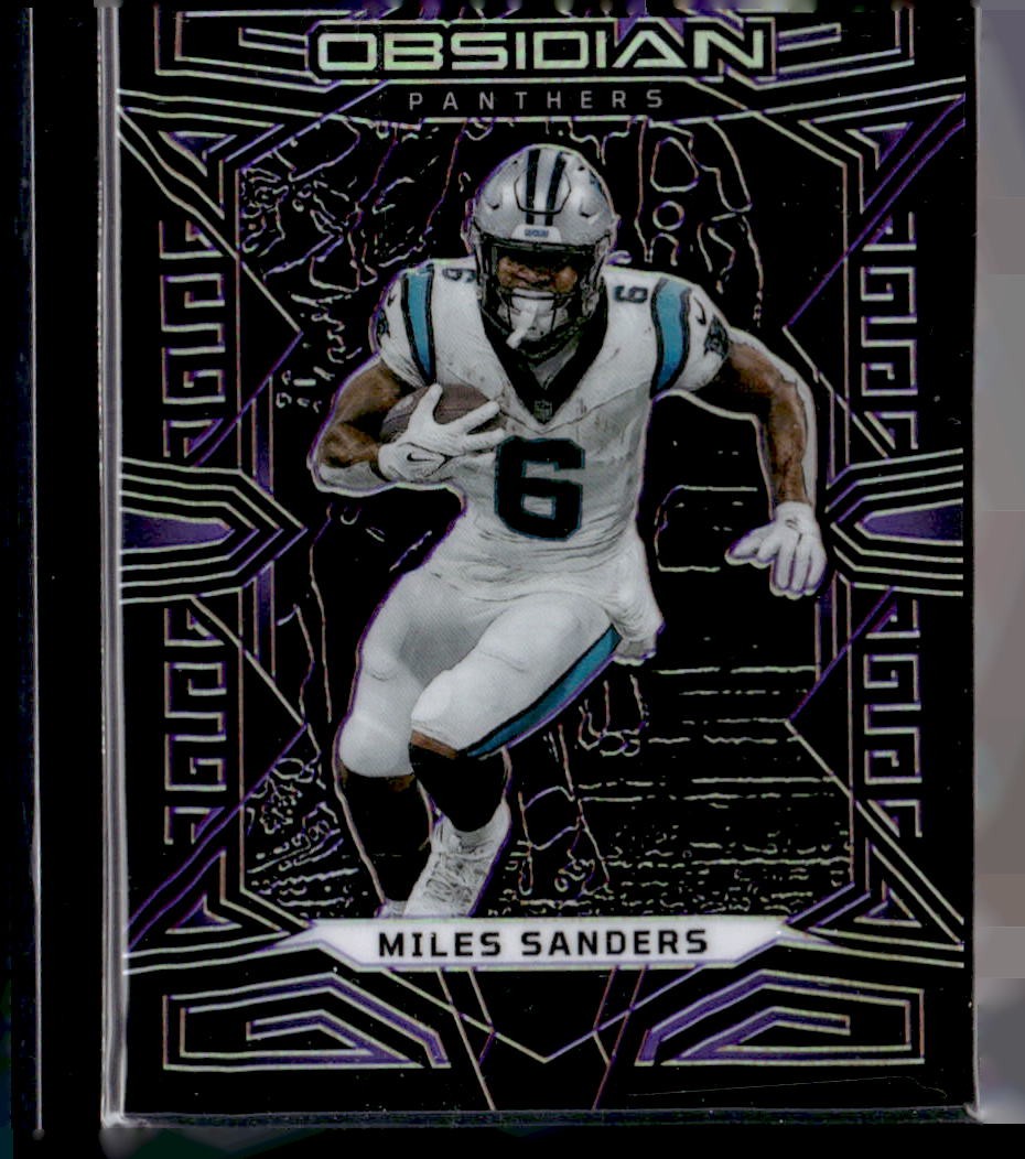 2023 Panini Obsidian #15 Miles Sanders Electric Etch Purple #/75