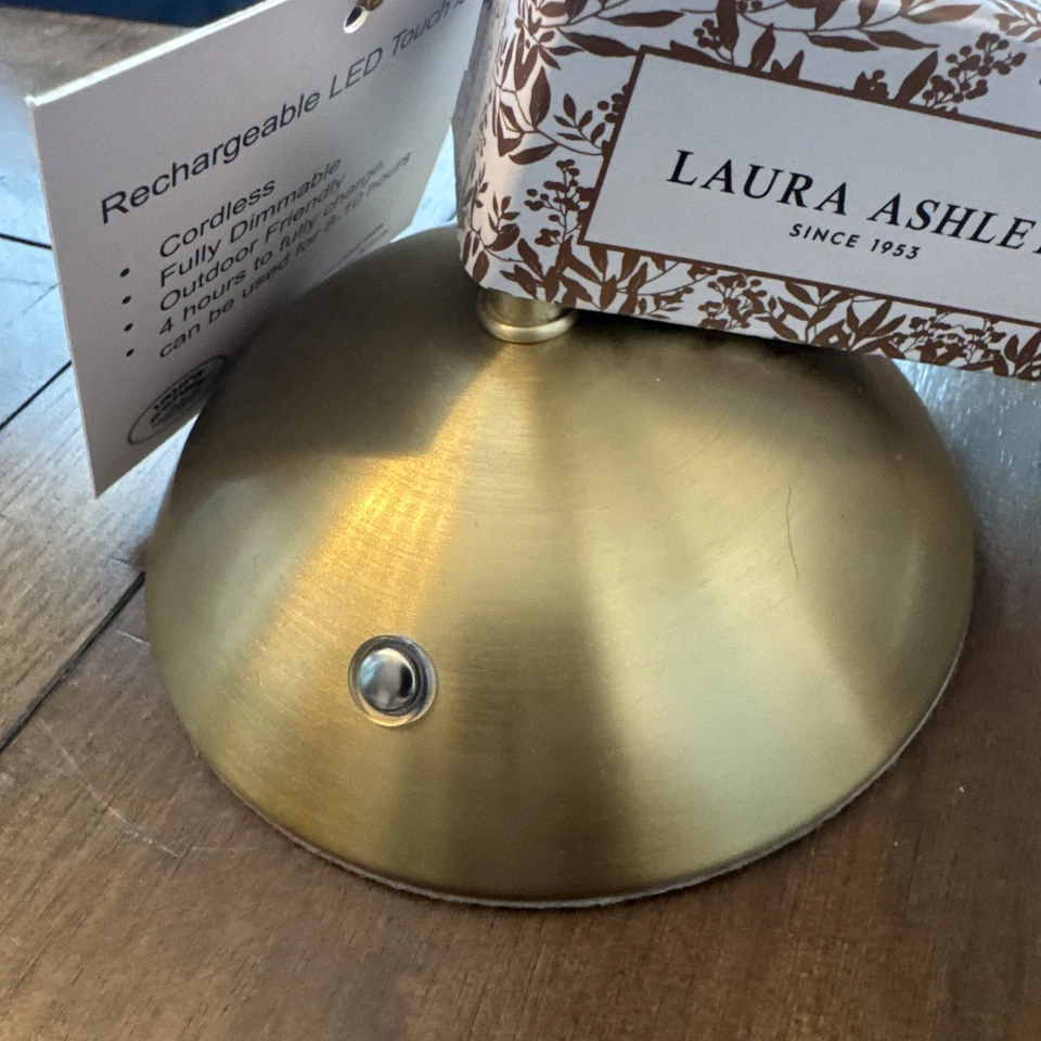 New Laura Ashley Flower Tiffany Style Lamp Gold Rechargeable Touch Lamp - Image 3 of 4