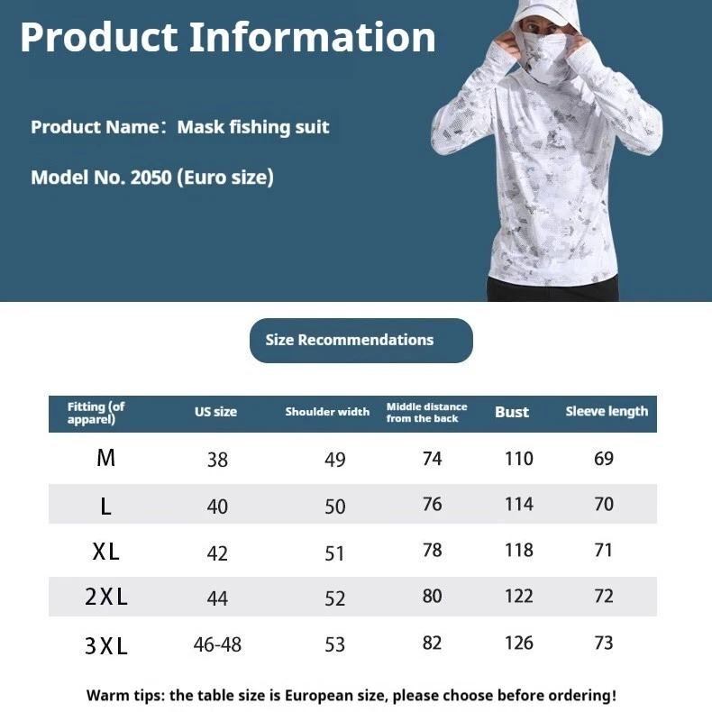 SBART Fishing Jacket Anti-UV Sun Protection Breathable Quick Dry Hoodie Mask AU - Image 2 of 4