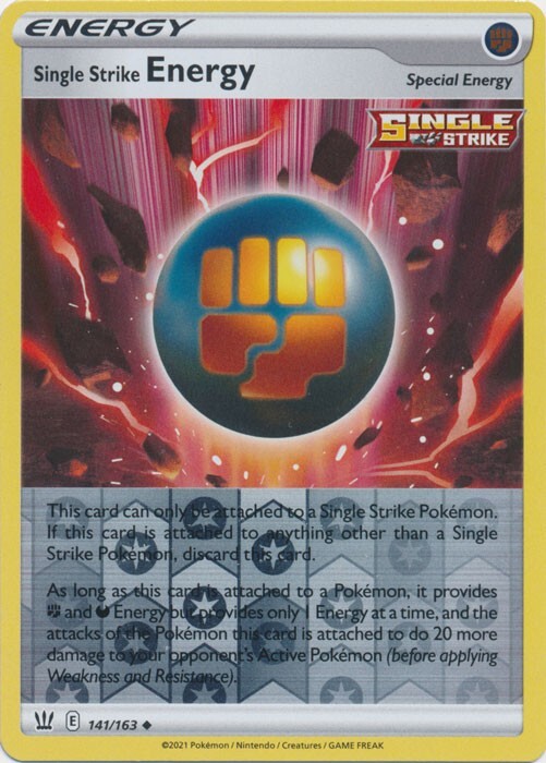 Reverse Holo Single Strike Energy 141/163 Battle Styles Uncommon Pokemon TCG