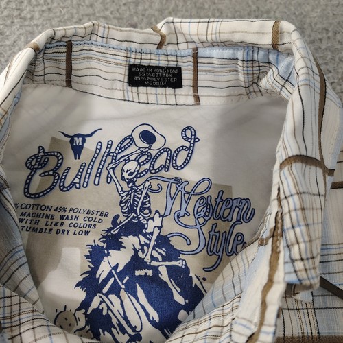 Bullhead Western Style Shirt Mens Medium Multicolor Plaid Pearl Snap Casual - Picture 9 of 11