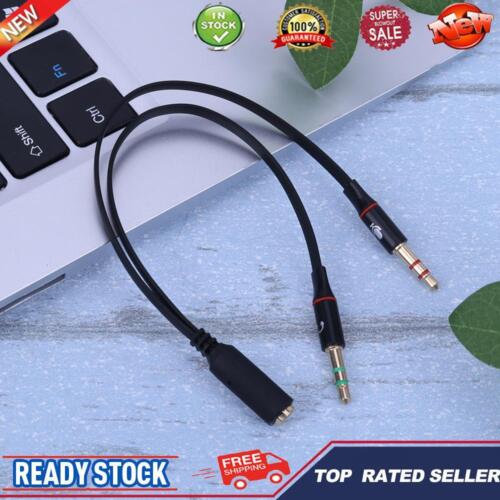 1 Female to 2 3.5mm Male Plug Y Splitter Stereo Mic Audio Adapter Cable - Picture 1 of 5