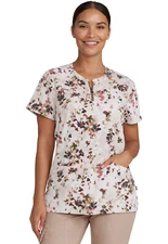 Rustic Florals Healing Hands Purple Label Scrub V Neck Top 2271 PYFR