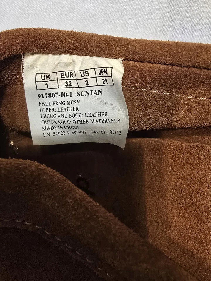 The Gap ~ Mocasines clásicos de cuero marrón, niñas vintage, cuentas Thunderbird, Foto 3 de 4