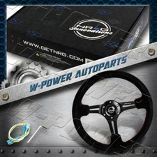 Black Suede Red Stitch Grip Black Spoke 13.75" NRG Steering Wheel RST-018S-RS