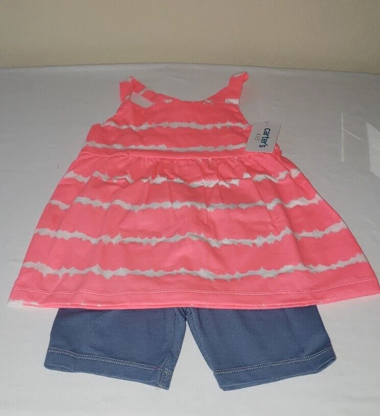 Carters Girls 2 Piece Tie Die Top and Shorts - Size 4 - New - Image 2 of 4