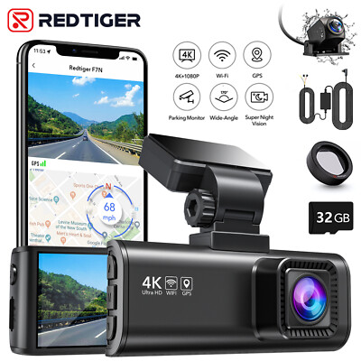REDTIGER Dash Cam 4K Front and Rear Hardwire Kit,Polarizing Lens and 32GB Card