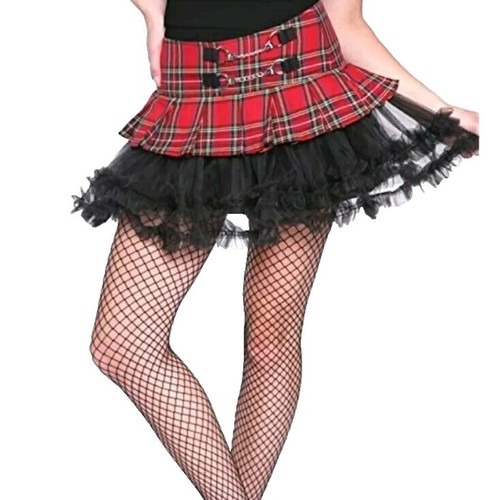 Tripp NYC Y2K Plaid Tutu Ruffle Hand Cuffs Skirt Size Large L RUNS