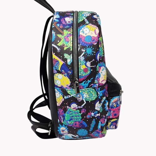 Mini Mochila Rick & Morty Negra Estampado Bioworld Novedad - Imagen 5 de 8