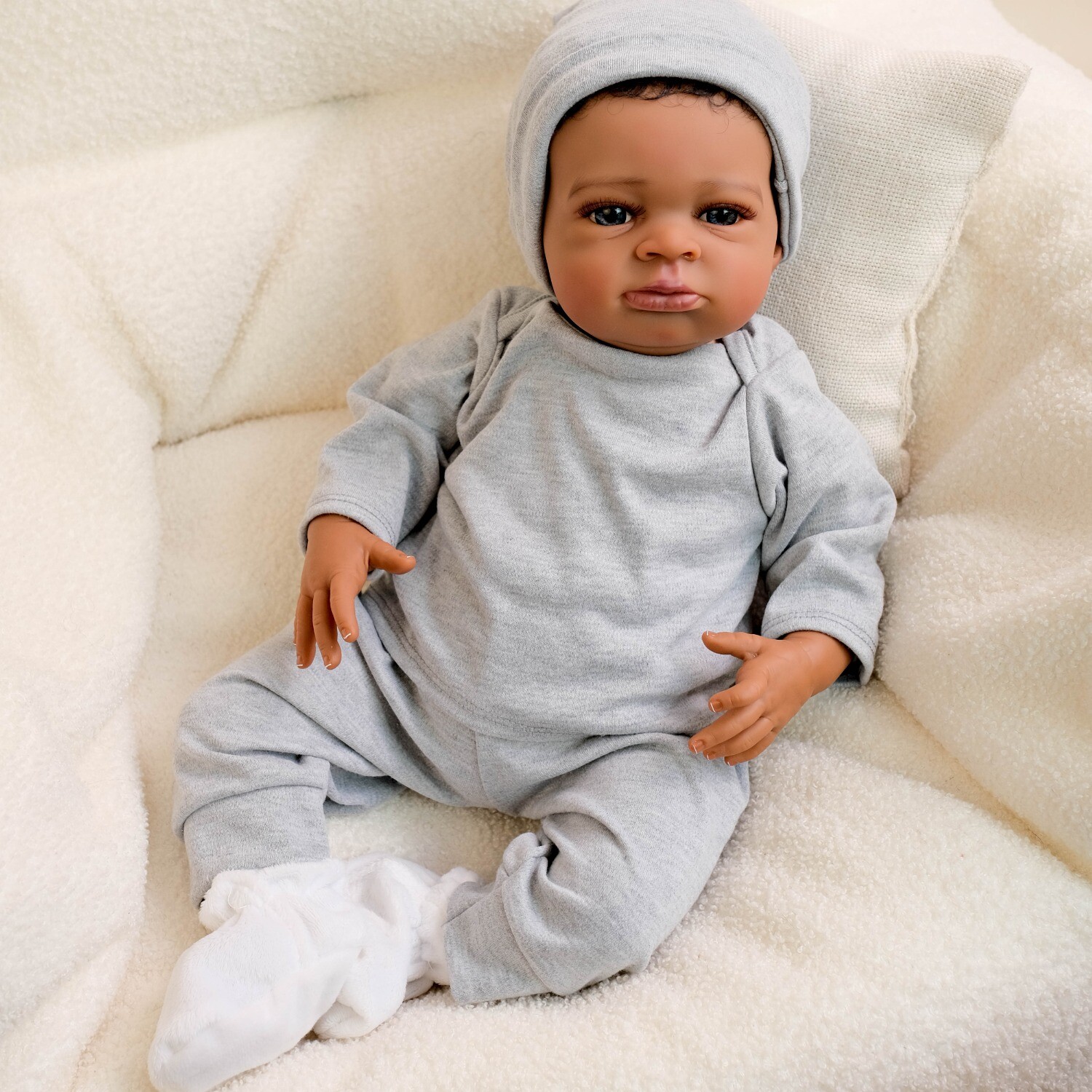 African American 20" Black Real Life Baby Doll Boy Newborn