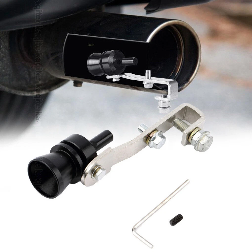 FIT BOLT-ON EXHAUST MUFFLER TURBO WHISTLE SOUND NOISE DEVICE SIMULATOR  SILVER