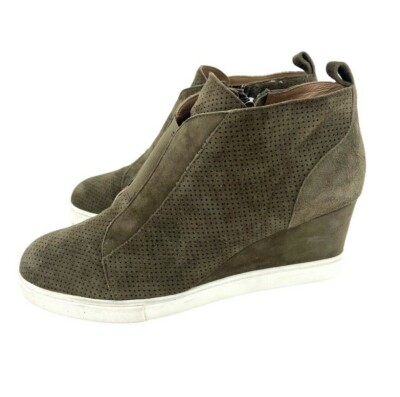 Linea Paolo Shoes Felicia Wedge Sneakers Perforated Suede Leather Shoe SZ  SH31