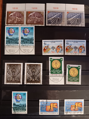 Lote Sellos Austria año 1983, 84 y 85 cto y usado, bloques de 2, (ver 3 fotos)
