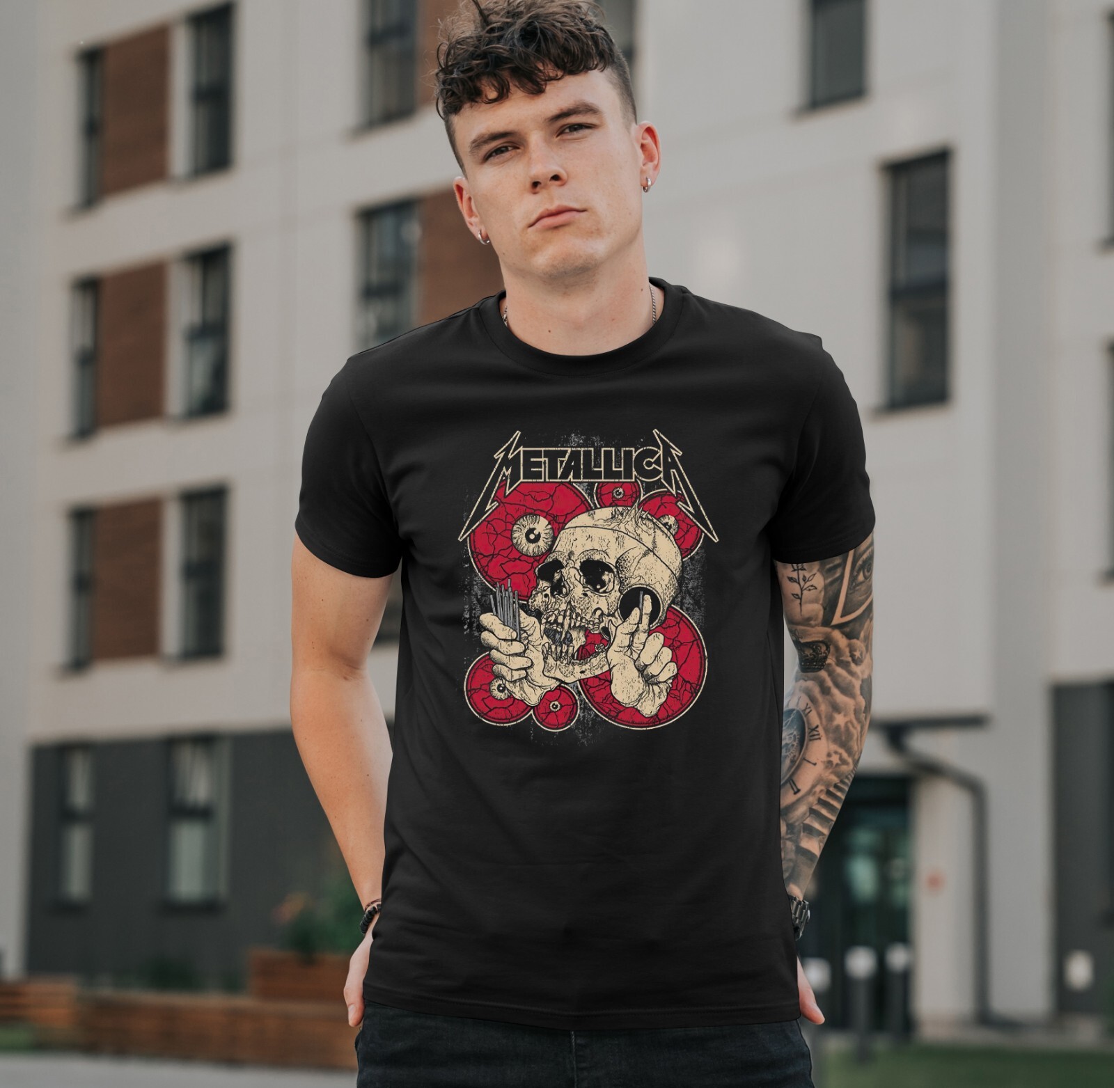 Camiseta Negra 100% Algodón - Heavy Metal / Hard Rock / Rock & Roll Bonita Camiseta de Regalo