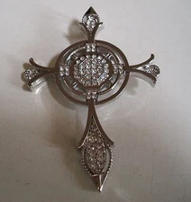 Men's Silver Finish Cross Religious Fashion Dressy Hip Hop Charm