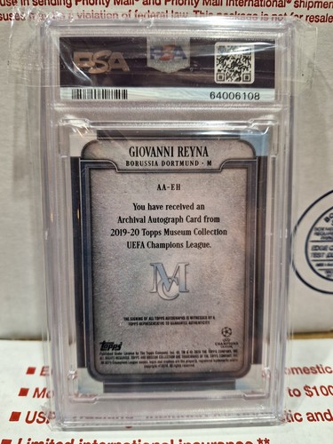 2019 Topps Museum UEFA Giovanni Reyna Auto Rookie /99 RC PSA 8 - Picture 2 of 2