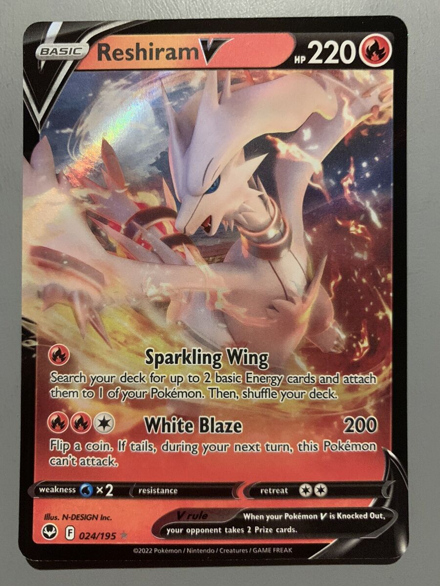 🔴 Reshiram V, 024/195, Silver Tempest, Ultra Rare, Pokemon TCG, Near Mint