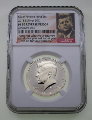 2018-S 50C Kennedy Half Dollar Von NGC PF70 Reverse Proof Bewertet