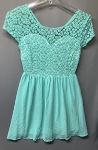 Sugar Lips Women’s Large Mint Lace Fit & Flare Dress Short Sleeve Party Cocktail