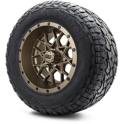 MODZ 12'' Vortex Bronze  Golf Cart Wheels and Tires (23x10R12) Set of 4