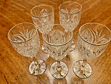 NACHTMANN BLEIKRISTALL GERMANY 24 5 WATER WINE GOBLETS W/ GOLD RIM 8"