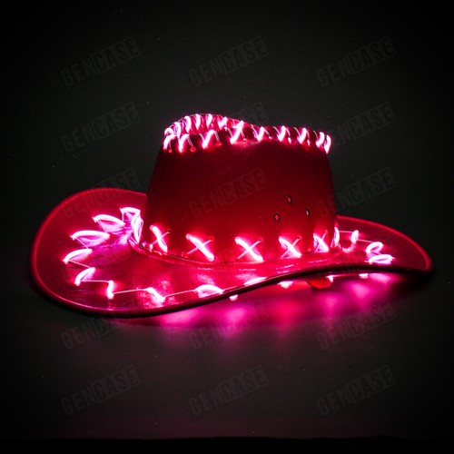 Vaquero y Vaquera Fiesta Occidental LED NEÓN Luz Verano Noche Fiesta Sombrero Para Adulto - Imagen 2 de 30
