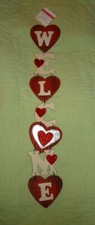New Wooden Welcome Hearts Wall Door Wreath Rustic Sign Decor
