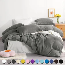 1800 Count Duvet Cover Set with Pillow Sham Machine Washable Various Colors