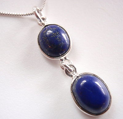 Lapis Double-Edelstein 925 Sterling Silber Halskette Corona Sonne Schmuck