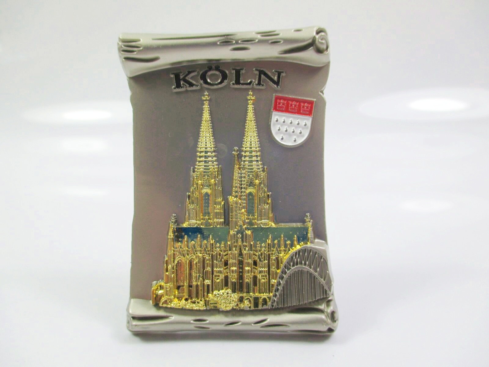 Cologne Cathedral Cologne Metal Magnetic Scroll Souvenir Germany Coat of Arms...