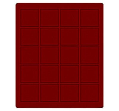LINDNER-2720E-Velourseinlagen-Tableaus-Dunkelrot-20-quadratische-Fächer-47-mm