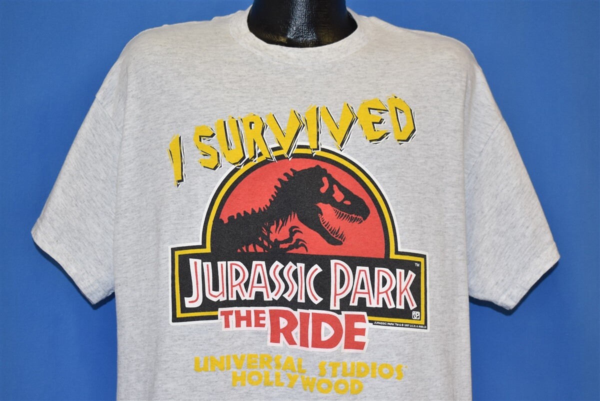 vintage 90s I SURVIVED JURASSIC PARK RIDE UNIVERSAL STUDIOS