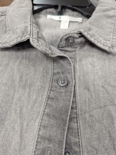 Camisa de mezclilla 7 for all humanity para hombre M negra cambray con botones con bolsillo - Imagen 4 de 8