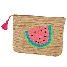 Mud Pie 8613364P Straw Carry Clutch, 7" x 9 1/2", Pink