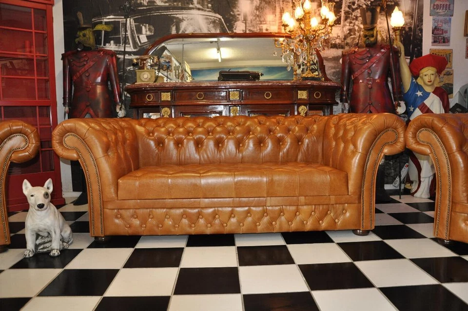 Chesterfield  Victorian  Kensington 3 Sitz Sofa Luxus Aniline Leder E1100 - Bild 3 von 4