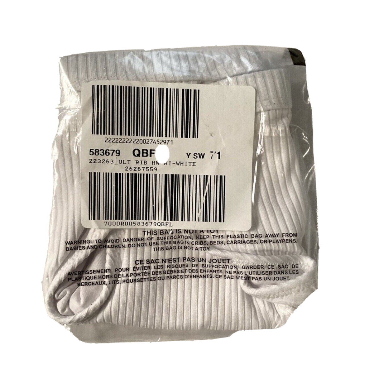 メイ Victorias Secret PINK White Ribbed XLarge High Leg String Swim