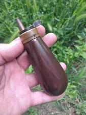 VTG MINI 12cm/5" COPPER GUN COLT PISTOL CIVIL WAR BAG SHAPED POCKET POWDER FLASK