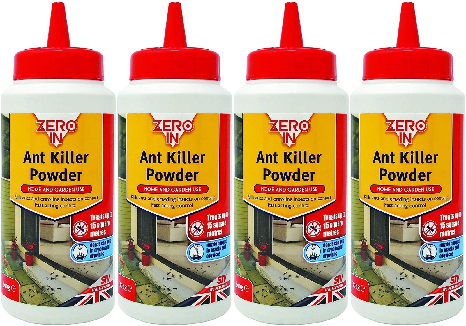 4x Zero In Home Garden Ant Woodlice Cockroaches Earwig Insect Killer Powder 300g