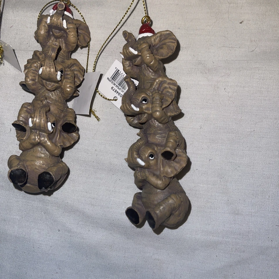 Diseño Toscano Ver, Hablar, Oír No Malvado Elefante Adorno de Vacaciones: Juego de Tres Foto 4 de 4