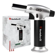Hotdevil Butane Adjustable Flame Torch 6g Refillable Tank Cooking Lighter Blow