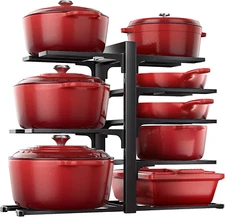 Pots and Pans Organizer: Rack for Cabinet, 8-Tier Heavy Duty 120LBS Pots Pans Or
