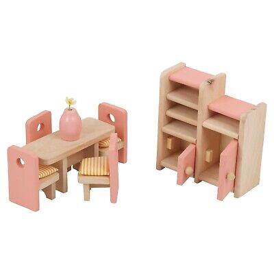 Children Wooden Doll House Furniture Sets Bathroom Bedroom Living Room Gift  Toy