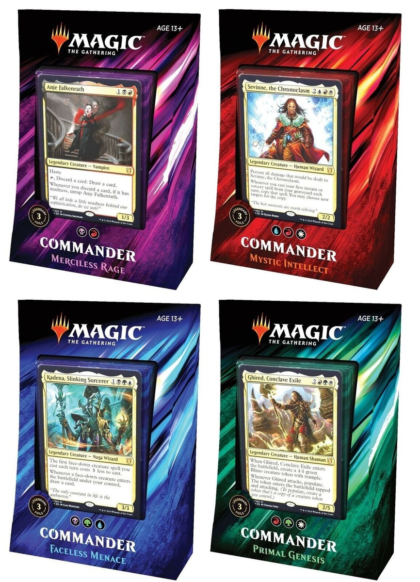 MTG Commander 2019: Set of 4 Decks (Faceless Menace/Merciless Rage/Mystic  Intell 630509809264| eBay