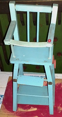 SEGGIOLONE in legno PER BAMBOLA giocattolo d'epoca