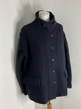 Holland & Holland Short Collar Jacket Coat 10 Vgc Navy Herringbone Wool Unlined