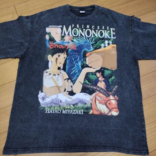 Studio Ghibli T-shirt Princess Mononoke XL (LL) Printed Shirt Vintage Processing - Picture 1 of 7