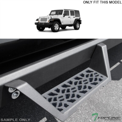 Topline For 07-18 Jeep Wrangler 4 Door JK Modular Drop Step Nerf Bars -Matte Blk